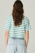 T-SHIRT CROPPED LISTRADA BRANCO PAPAGAIO